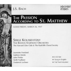 Bach - The Passion According To St. Matthew - Koussevitzky album cover