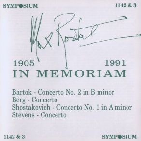 In Memoriam: Bartok, Berg, Stevens, Shostakovich (CD1) album cover