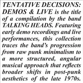 Tentative Decisions: Demos & Live (CD2) album cover